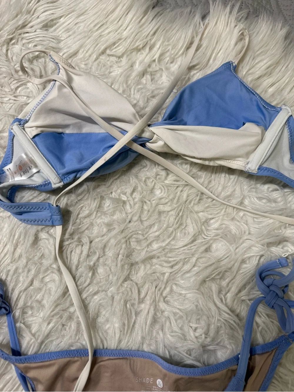Shade & Shore Periwinkle White String Bikini Swimsuit M